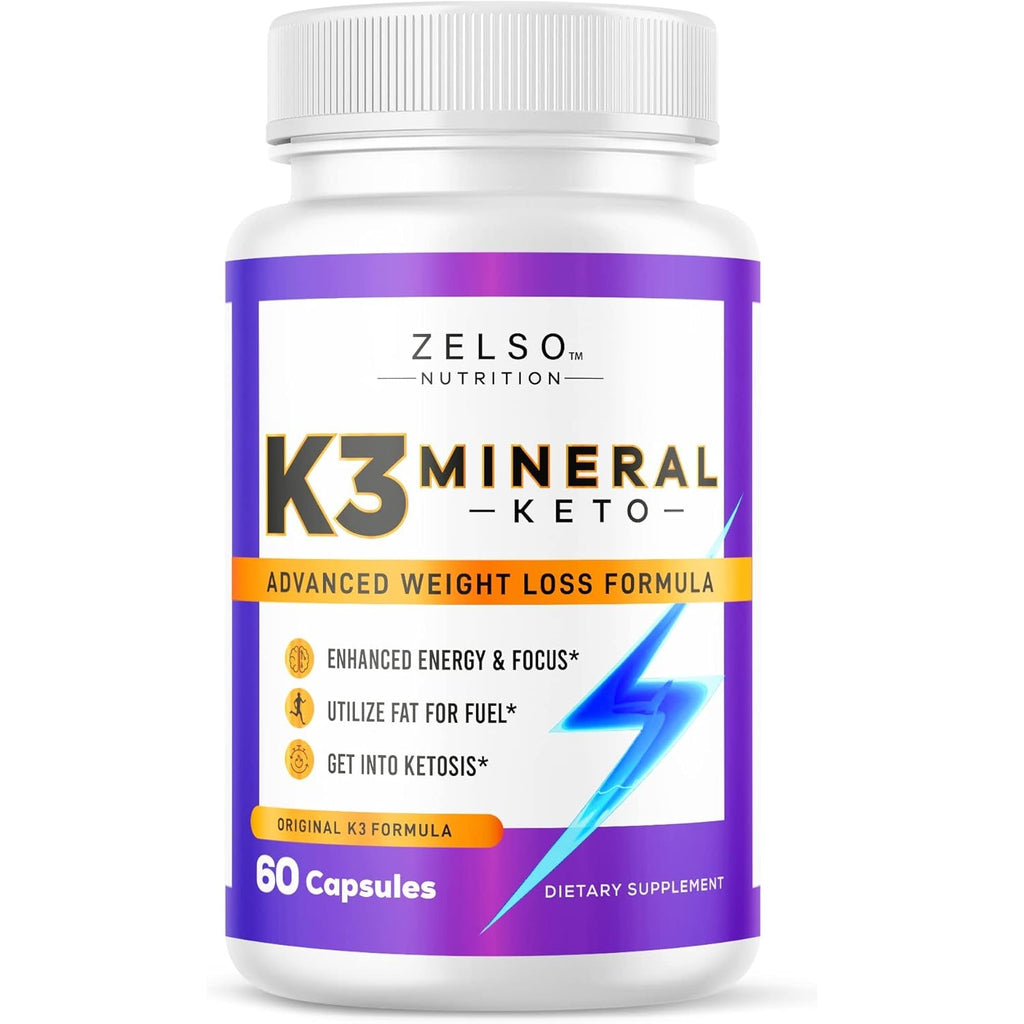 ZELSO K3 Mineral Weight Loss Pills for Women and Men, K3 Mineral Pills - K3 Salt Mineral, Vitamin + K3 Capsules Supplement for Keto Weight Loss - 1 Month Supply
