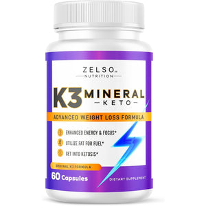 ZELSO K3 Mineral Weight Loss Pills for Women and Men, K3 Mineral Pills - K3 Salt Mineral, Vitamin + K3 Capsules Supplement for Keto Weight Loss - 1 Month Supply
