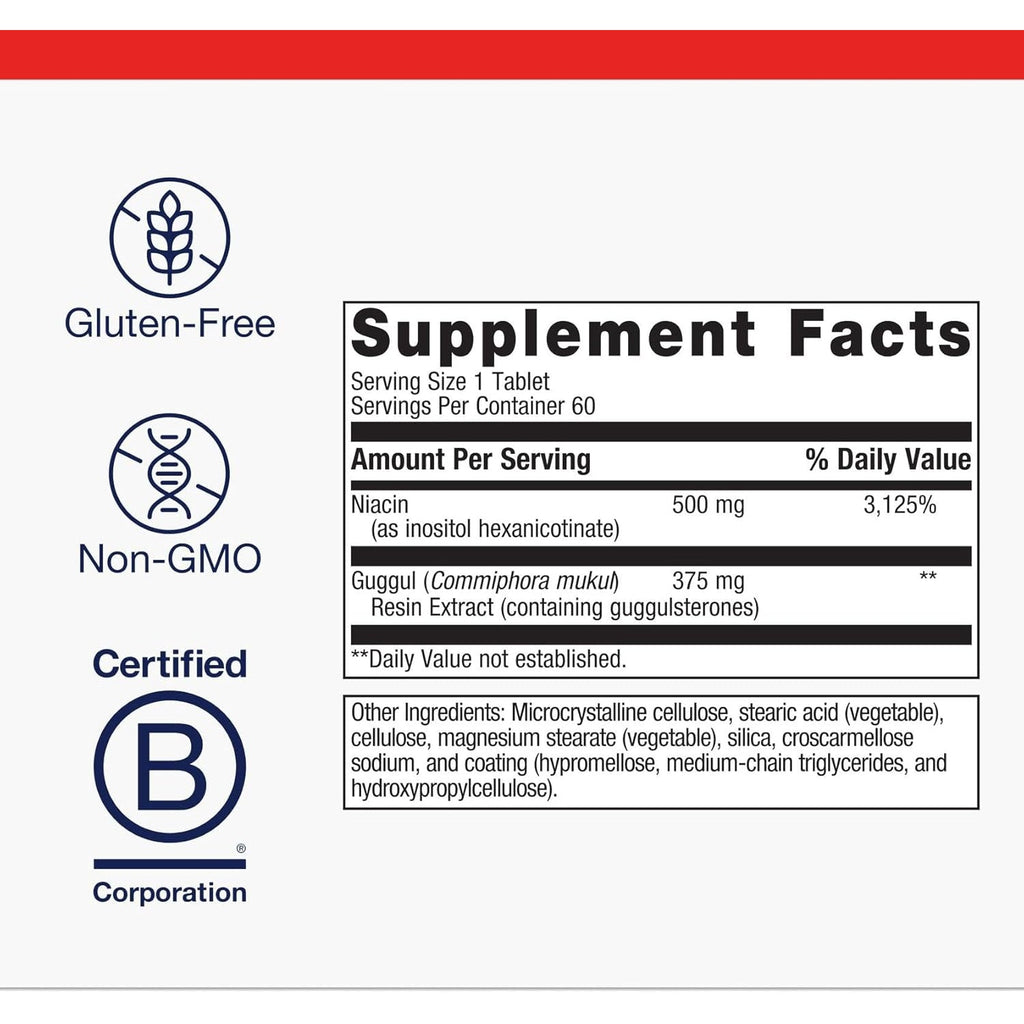 Metagenics Lipotain - Non-Flush Niacin & Guggul Extract - Supports Healthy Blood Lipids & Cholesterol Balance* - Inositol Hexanicotinate Tablets for Cardiovascular & Cellular Health* - 60 Tablets