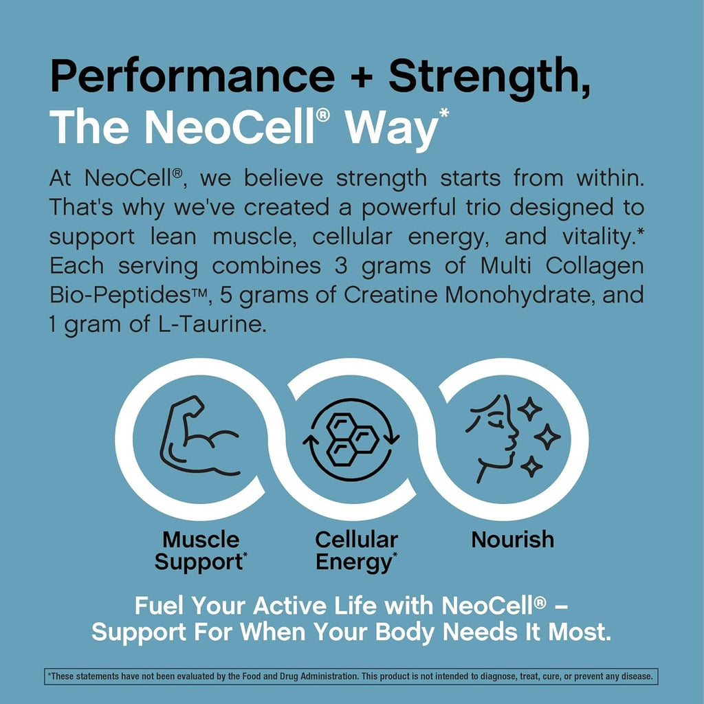 Neocell Creatine Monohydrate Powder | 30 Servings | with Multi Collagen Peptides | Unflavored | for Women and Men