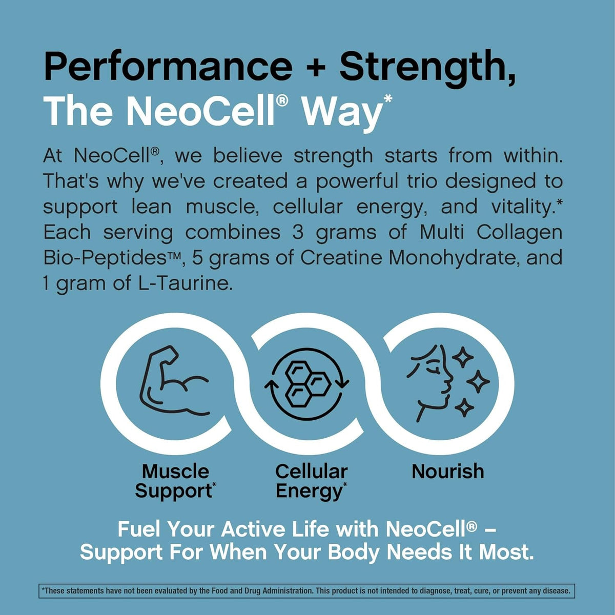 Neocell Creatine Monohydrate Powder | 30 Servings | with Multi Collagen Peptides | Unflavored | for Women and Men
