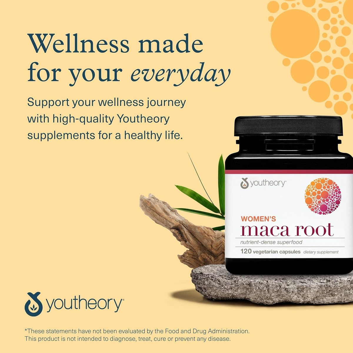 Youtheory Women'S Maca Root - Vegan Energy & Menopause Support Supplement with Peruvian Ginseng* - Premium Supplement for Women - Dairy, Soy & Gluten Free - 120 Vegetarian Capsules