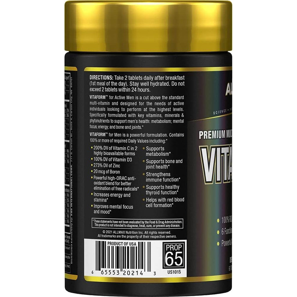 ALLMAX Nutrition Premium Vitaform, Performance Vitamin for Men, 60 Tablets