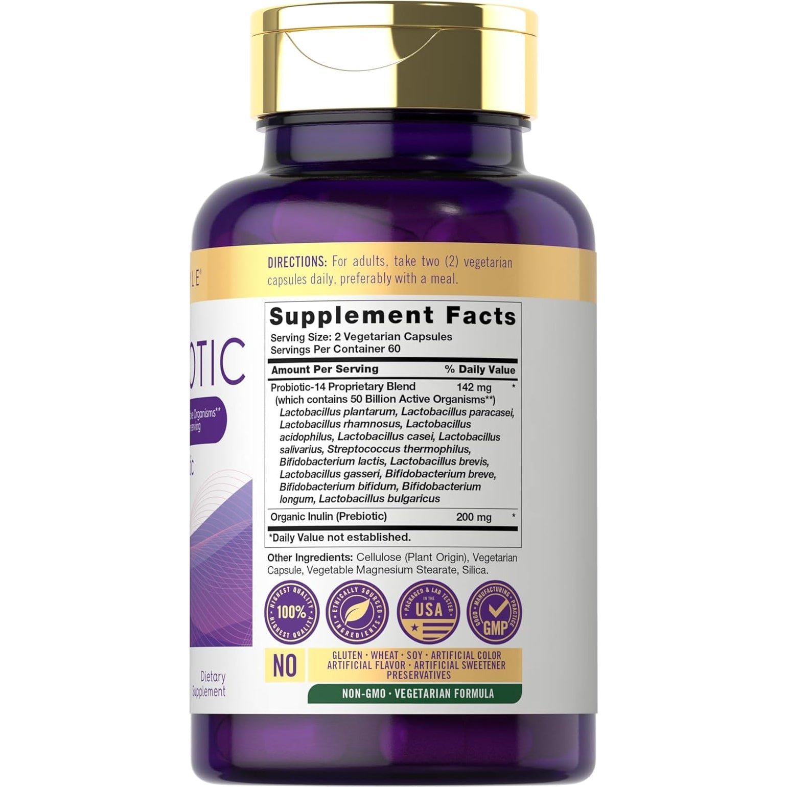 Carlyle Probiotics with Prebiotics | 120 Capsules | 50 Billion Active Organisms | Non-Gmo & Gluten Free Supplement