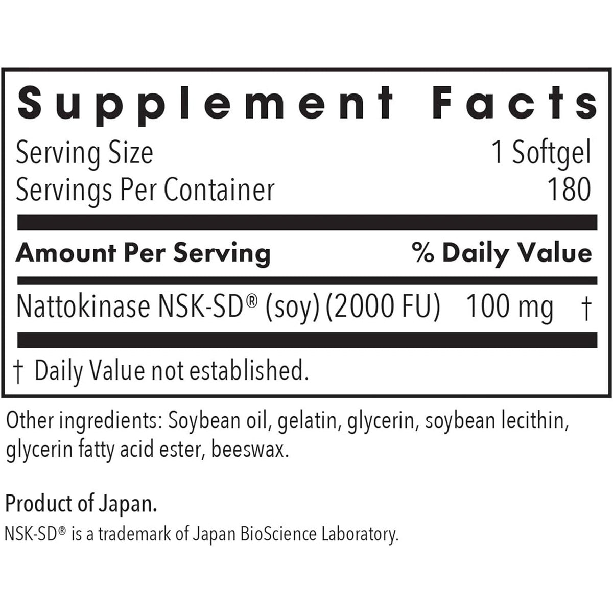 Allergy Research Group ARG Nattokinase 100 Mg - Supplement to Support Healthy Circulation - Delivers 100 Mg Nattokinase NSK-SD from Fermented Soybeans per Serving - 180 Servings - 180 Capsules