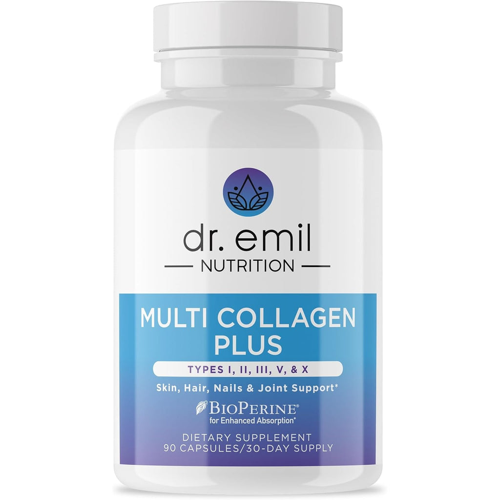 Dr. Emil Nutrition Multi Collagen - Hydrolyzed Collagen Supplement - Types I, II, III, V & X - Hair, Skin, Nails & Joint Support - Non-Gmo & Gluten-Free - 90 Capsules