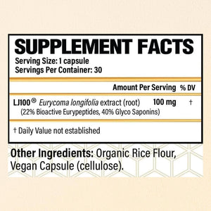 CHOQ Tongkat Ali Extract 100Mg - Testosterone Booster for Men - LJ100 Longjack Clinically Proven - Malaysian Eurycoma Longifolia with 40% Glycosaponins - 30 Capsules