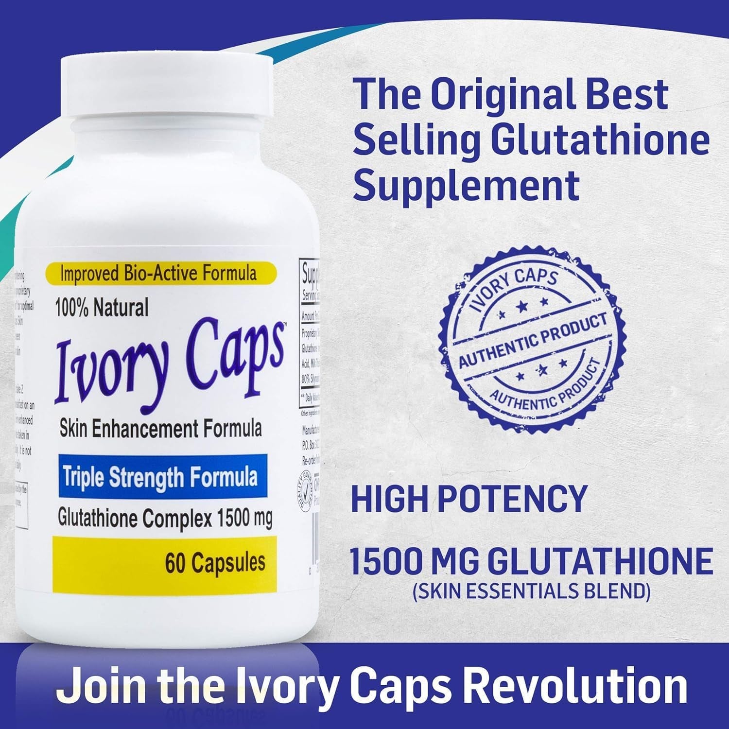 Ivory Caps - Maximum Potency Glutathione 1500"Skin Whitening" Complex **Sale REG. $49.99 - Now $29.99 - Free Shipping
