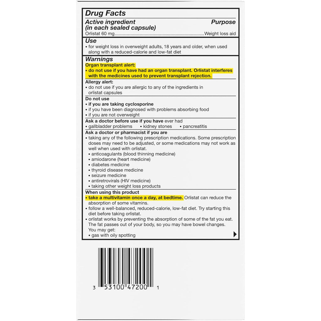 Alli Diet Weight Loss Supplement Pills, Orlistat 60Mg Capsules, 170 Count
