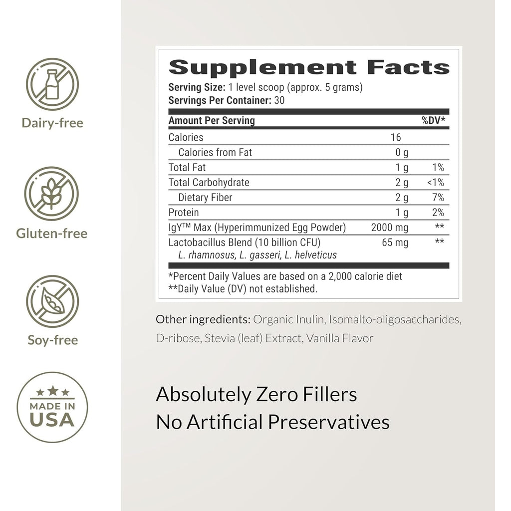 Microbiome Breakthrough™ Gut Support Powder – Vegetarian Vanilla – with Probiotics, Prebiotics, and Igy Max® – Source of L-Glutamine – Supports Digestive Comfort, Gas & Bloating Relief 30 Servings*