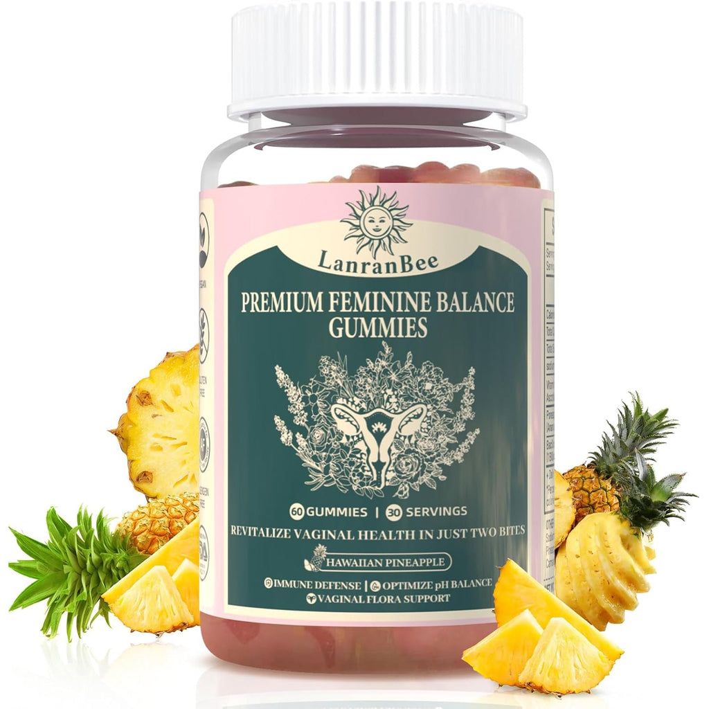 Premium Feminine Balance Gummies Vaginal Probiotic - for Women’S Ph Balanced Health & Wellness - Immune Support - Vegan, Gluten-Free & Halal - Hawaiian Pineapple - 60 Gummies - 30 Servings (1)