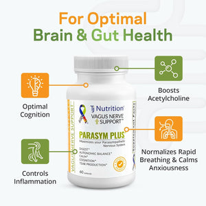 Parasym plus Vagus Nerve Support, Patented Digestive Nutritional Supplements, Energy Booster for Men and Women, Memory Supplement for Brain, Gentle Immune System Support, 60 Capsules