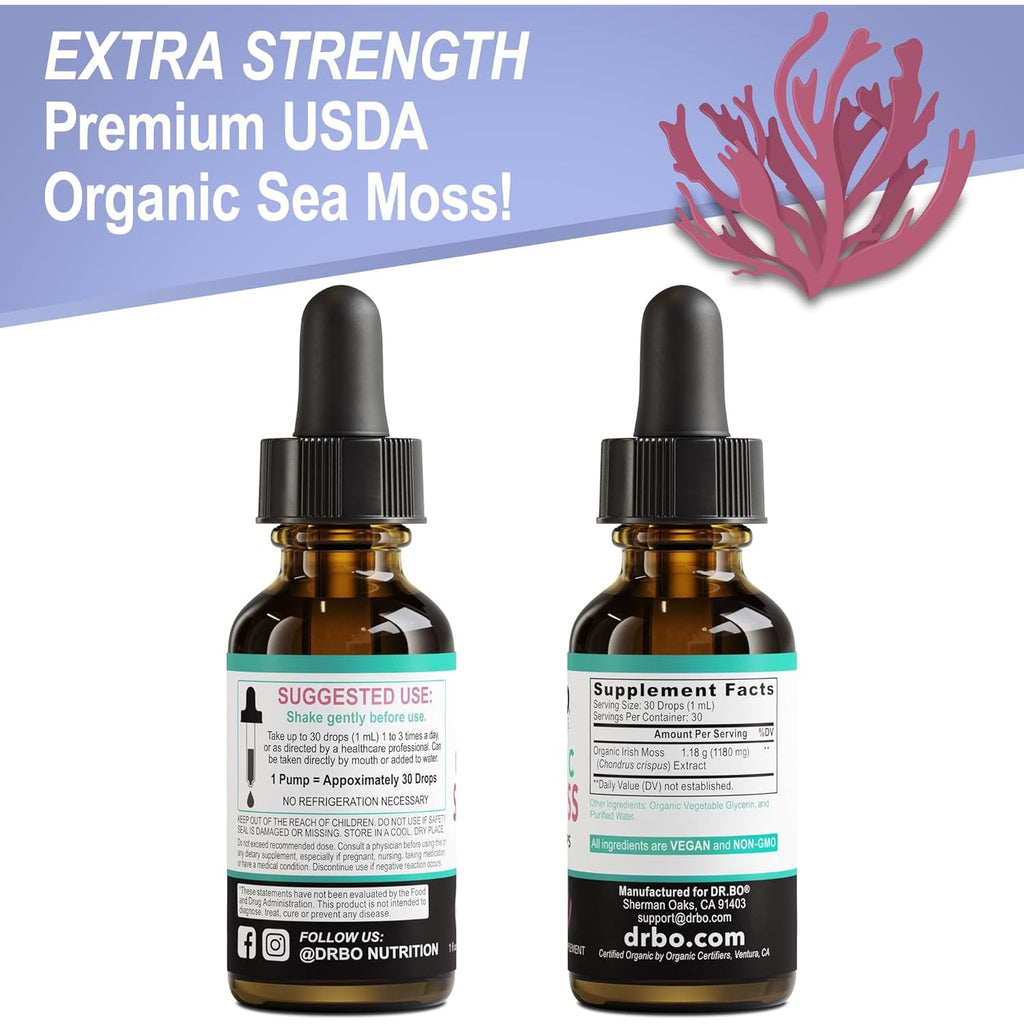 Irish Sea Moss Liquid Drops - Pure Organic Seamoss Liquid Drops for Immune, Skin & Gut Health Support - Vegan Seamoss Oil Gel Tincture, Chondrus Crispus Organic Sea Moss Gel Oil for Adults & Kids 1 Oz