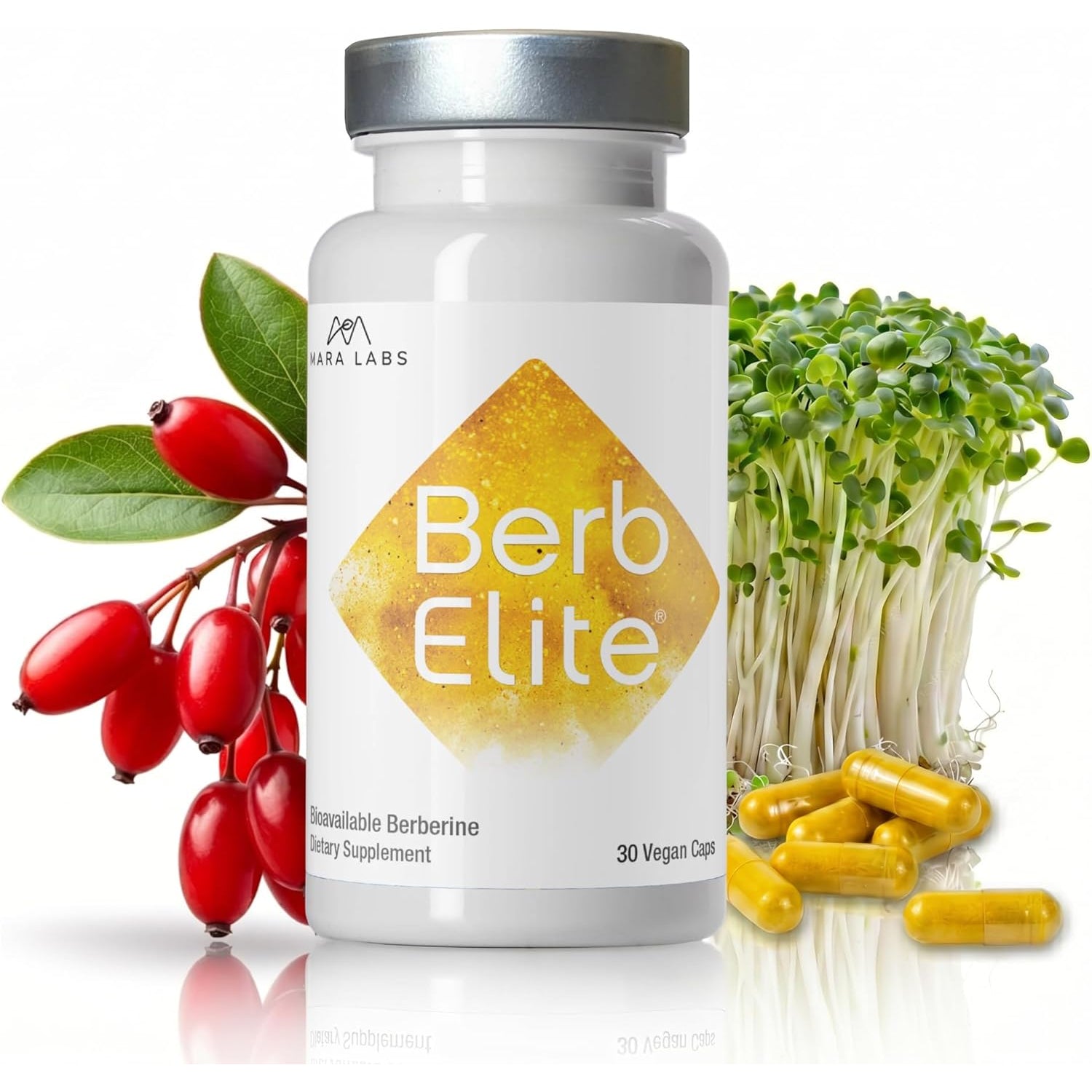 Mara Labs Berbelite | 350Mg Berberine HCL & Broccoli Seed Complex for Increase Bioavailability | 30 Vegan Capsules