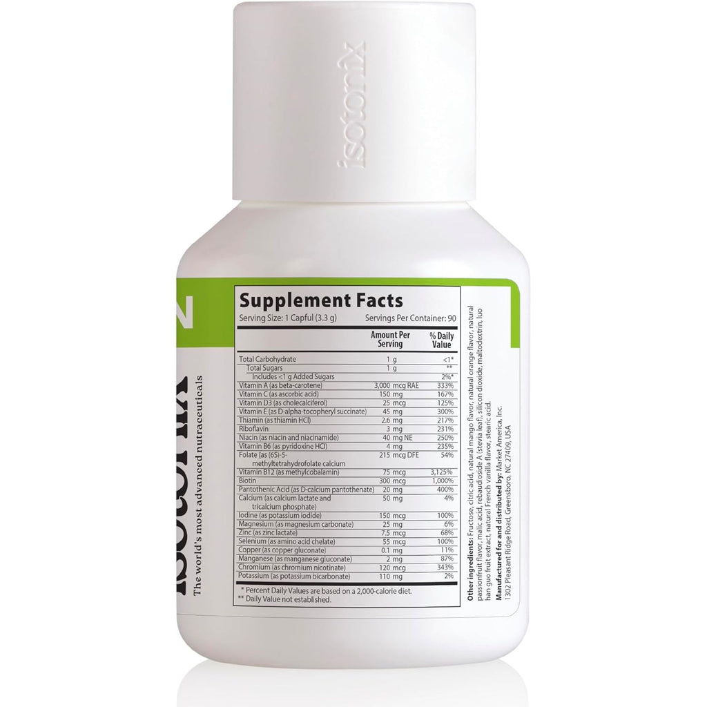 Isotonix Multivitamin Powder without Iron – Methylated B Vitamins, Antioxidant & Mineral Support – Fast-Mix Isotonic Delivery – Vegetarian, Gluten-Free, Non-Gmo – Natural Fruit Flavor – 90 Servings
