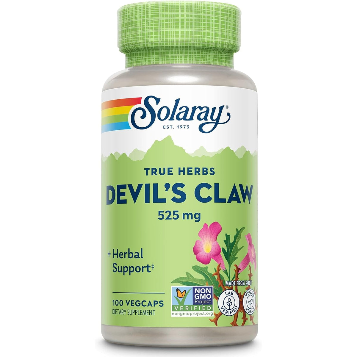 Solaray Devil'S Claw Root 525 Mg - Devils Claw Herbal Supplement, Devilsclaw Herb Pills, Cartilage Support for Men & Women, Non-Gmo, Lab Verified - 100 Vegan Capsules