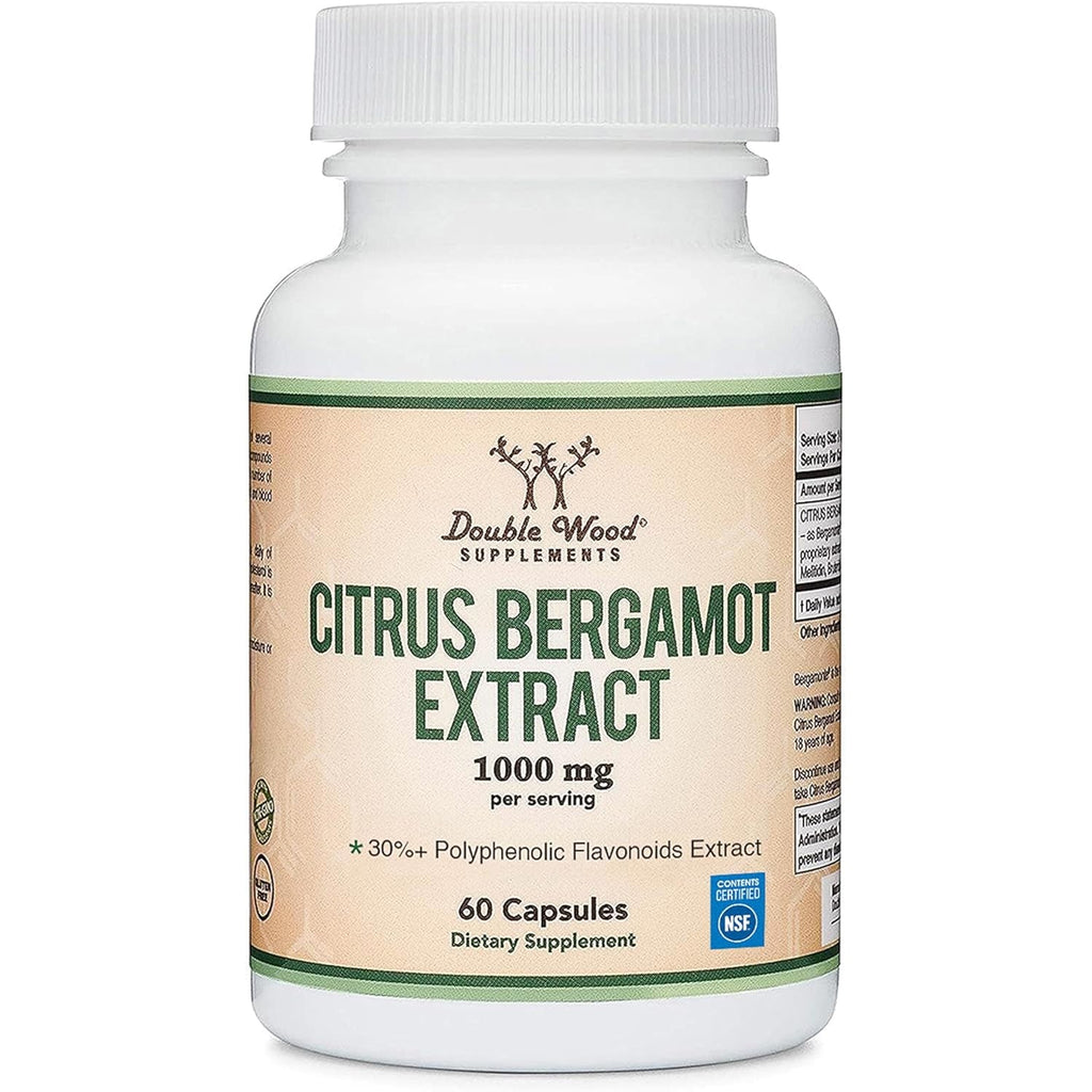 Citrus Bergamot Supplement - NSF Certified - Supports Healthy Cholesterol & Triglyceride Levels - 1000Mg, 60 Capsules (Bergamonte Standardization) by Double Wood