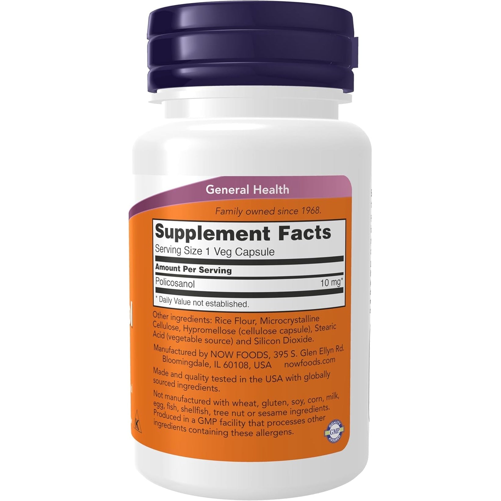 NOW Foods Supplements, Policosanol 10 Mg, Blend of Long-Chain Fatty Alcohols (Lcfas) Derived from Sugar Cane, 90 Veg Capsules