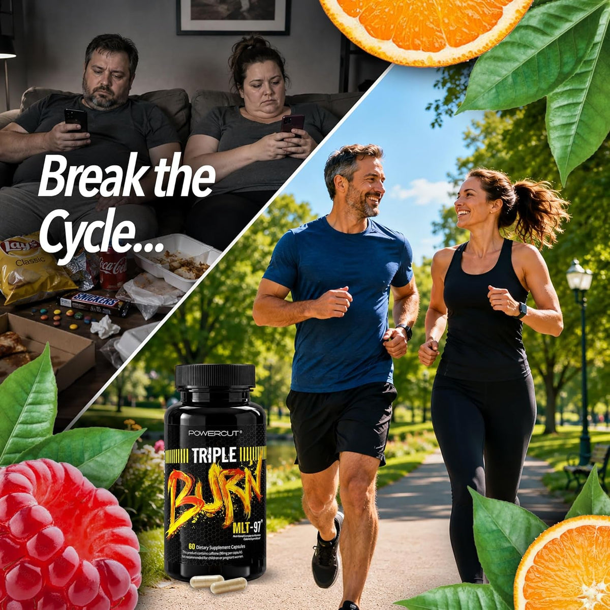Triple Burn Weight Loss Pills for Women & Men, Fat Burner GLP-1 Support, Appetite Suppressant, Diet Pills with Green Coffee Extract & Cayenne (60 Capsules)