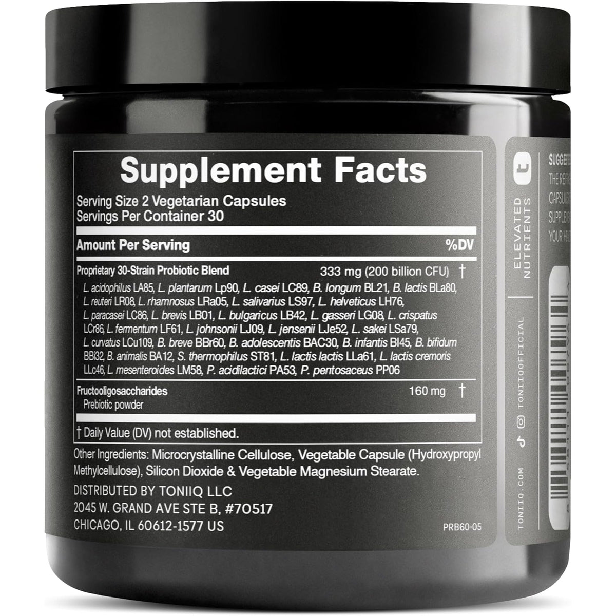 Toniiq 200 Billion CFU Probiotic Supplement 30 Verified Third-Party Tested Strains - Fully Shelf-Stable Probiotics Formula with Prebiotic Blend - Extended Release Capsules