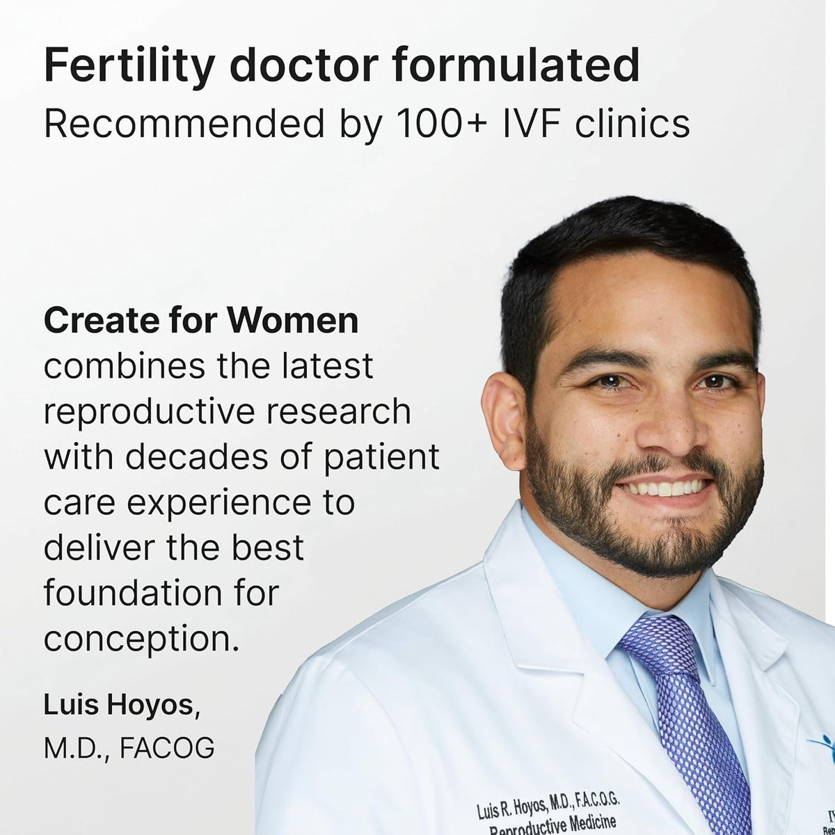 Create for Women | Ivf-Doctor Formulated Fertility Gummy | 600Mg Coq10 + 27Mg Iron + 1200Mcg Folic Acid | Preconception & Egg Quality Support | Vegan & No Added Sugar (28 Day Supply)