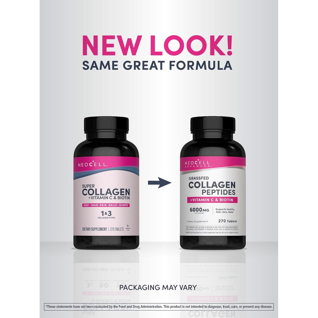 Neocell Advanced Collagen Peptides | 270 Tablets | 6000Mg | for Women and Men | with Vitamin C & Biotin | Non-Gmo, Gluten & Soy Free