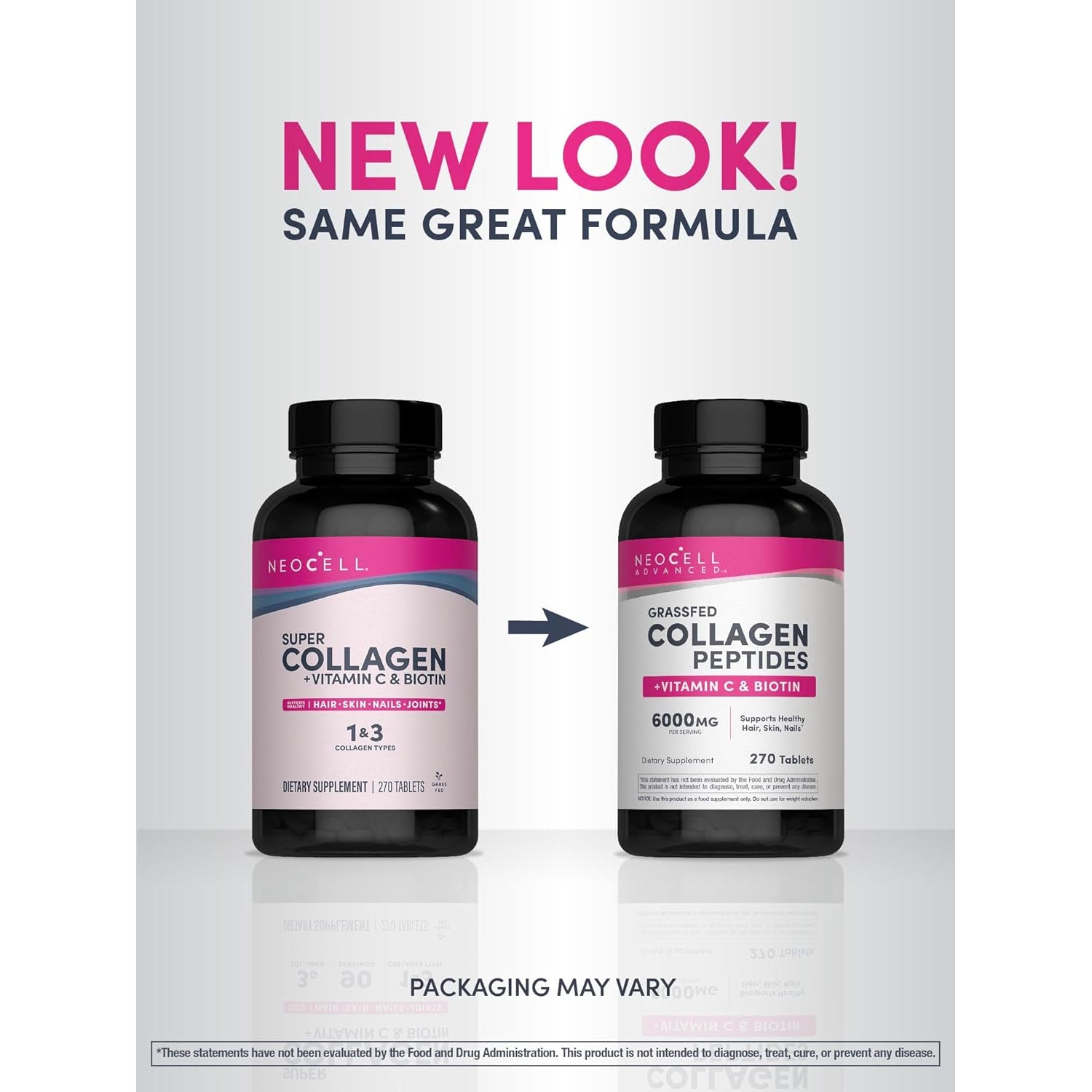 Neocell Advanced Collagen Peptides | 270 Tablets | 6000Mg | for Women and Men | with Vitamin C & Biotin | Non-Gmo, Gluten & Soy Free