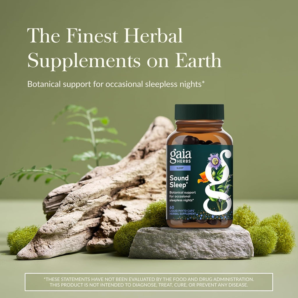 Gaia Herbs Sound Sleep - Sleep Support Supplement - Herbal, Plant-Powered Support for Calm & Relaxation* - Valerian Root, Passionflower & More - 120 Vegan Liquid Phyto-Capsules (40 Servings)