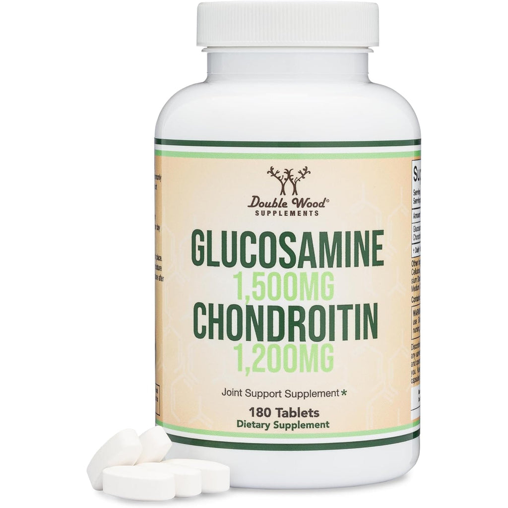 Glucosamine Chondroitin Triple Strength (1,500Mg Glucosamine Sulfate, 1,200Mg Chondroitin) 180 Tablets, Two Month Supply (Joint Support Supplement) Gluten Free, Non-Gmo by Double Wood