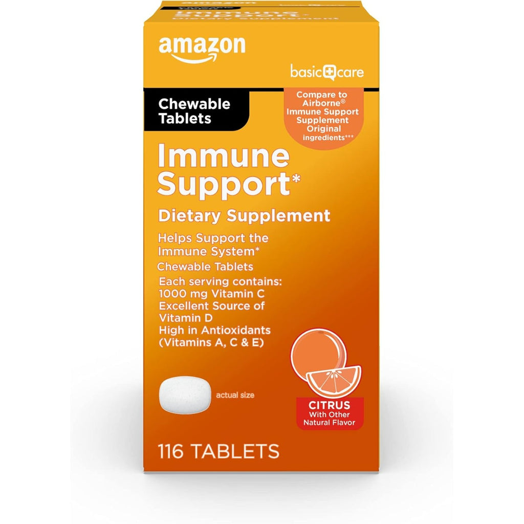 Amazon Basic Care - Chewable Tablets, Immune Support Citrus Chew Tablets, 116 Count
