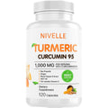 NIVELLE Turmeric Curcumin | Pure Turmeric Curcumin Supplement 1000Mg | 95% Curcuminoids with Bee Propolis, Ginger, MCT Oil, Fat Soluble Vitamin C, & Black Pepper | 120 Capsules (1)