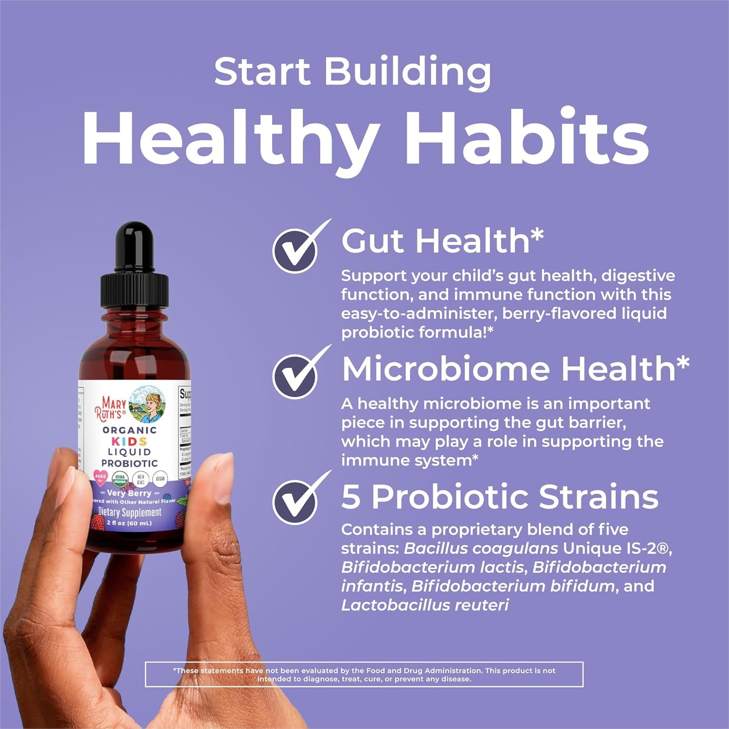 MARYRUTH'S Organics Kids Very Berry Liquid Probiotic, 2 FZ