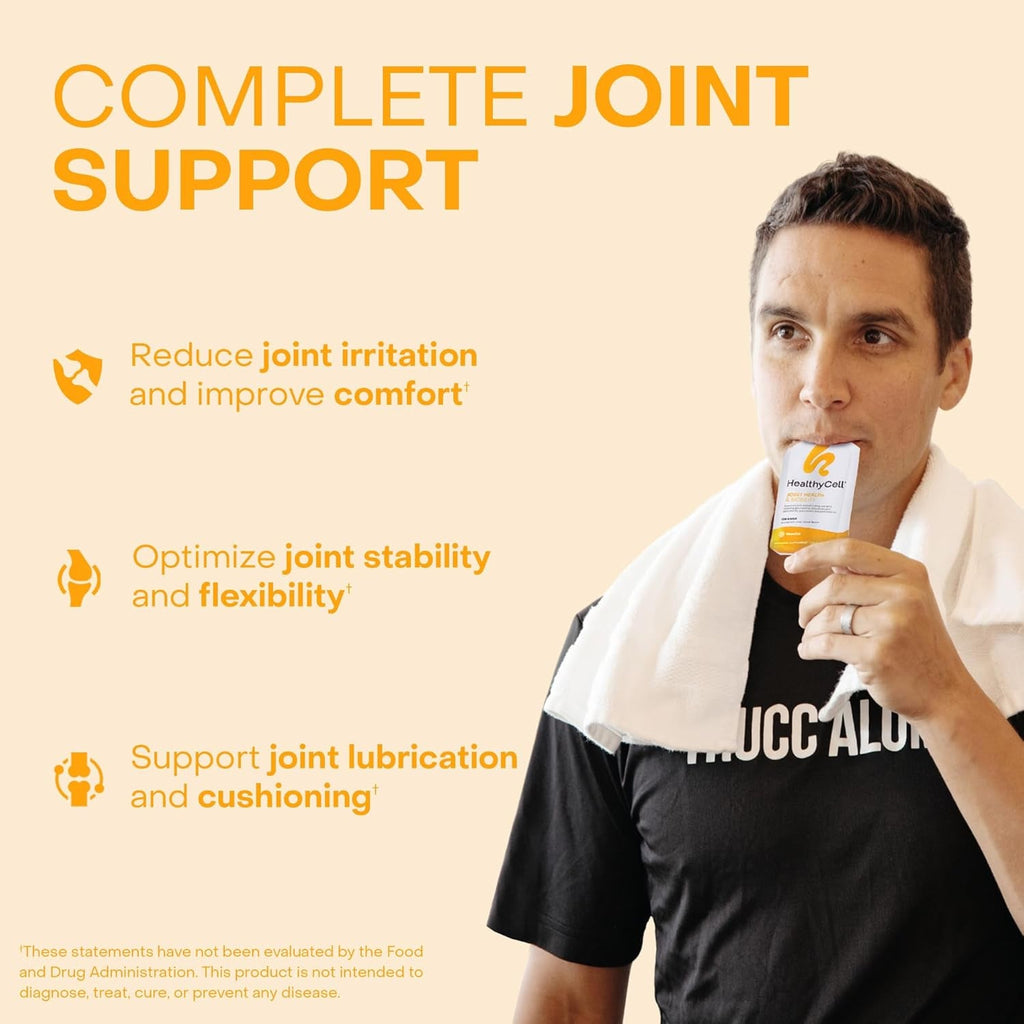 Healthycell Joint Health & Mobility Daily Liquid Supplement - Joint Support Supplement, Inflammation Response, Cartilage & Flexibility with Curcumin, Glucosamine & Chondroitin - 30 Gel Packs