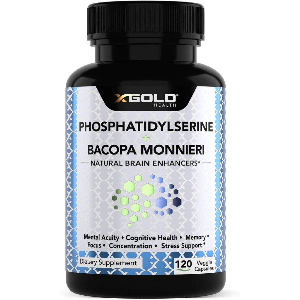 Phosphatidylserine & Bacopa Monnieri 800 Mg 2 in 1 Supplement - Natural Brain Enhancer/Nootropic for Enhanced Focus and Concentration, Memory Support, & Cognitive Function - 120 Vegetarian Capsules