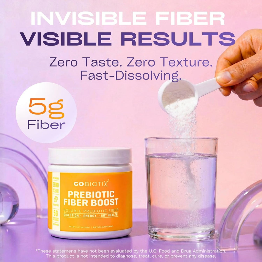 GOBIOTIX Fiber Supplement Powder with Prebiotics for Digestive Health and GLP-1 Support, Soluble Fiber for Gut Health & Debloat, Keto, Vegan, Gluten & Sugar Free, 35 Servings (1 Pack)
