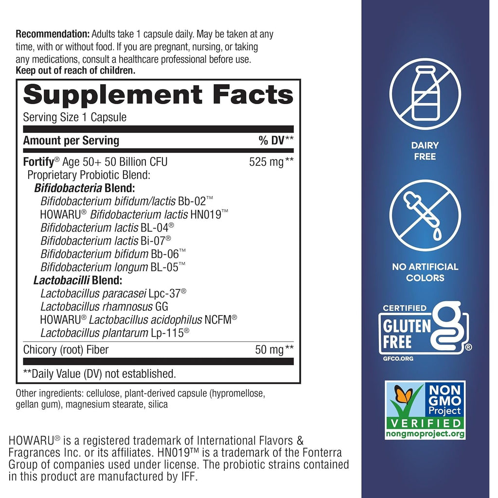 Nature'S Way Fortify Extra Strength(1) Probiotic Adults 50+, 50 Billion Live Cultures, Prebiotics, Probiotics for Digestive Health*, Immune Support*, Colon Health*, 30 Capsules