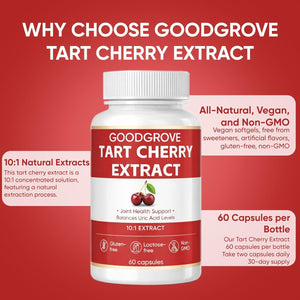 Good Grove Tart Cherry Extract, Tart Cherry, Supports Joint Comfort | Daily Wellness, Vegan Non-Gmo, 60 Capsules