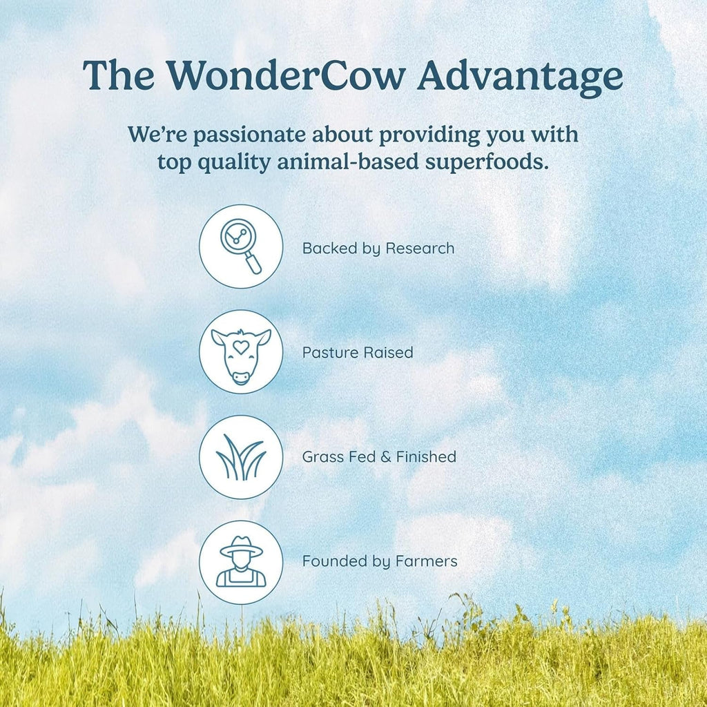WONDERCOW Beef Liver Capsules Grass Fed Supplement - Desiccated & Natural Source of Protein, Iron, Vitamins a & B- Boosts Energy and Immunity | USA Grown, Non-Gmo, Gluten Free