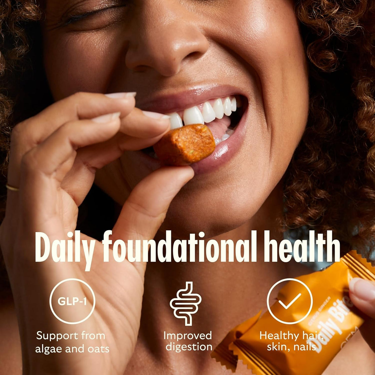 GEM Daily Bite for Women & Men, with 20+ Vitamins, Minerals, & Superfoods like Zinc, Vitamin D, B-Complex, K, Turmeric, Fiber & Prebiotics, Beta Glucan GLP-1 Support & Immunity (Citrus Ginger,7 Count)