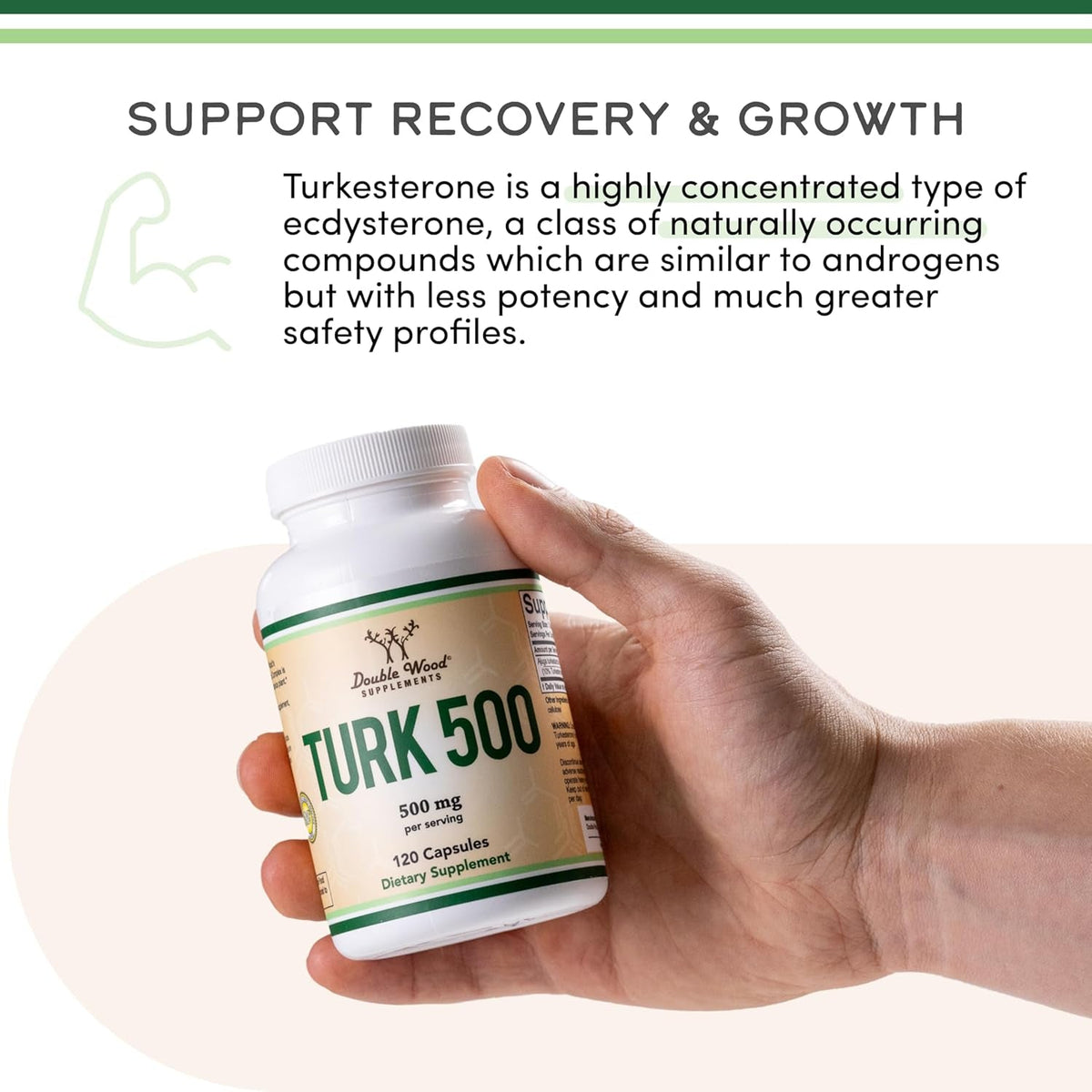 Turkesterone Supplement 500Mg, 120 Capsules (Ajuga Turkestanica Extract Std. to 10% Turkesterone) Similar to Ecdysterone for Men'S Health Support (Manufactured and Tested in the USA) by Double Wood