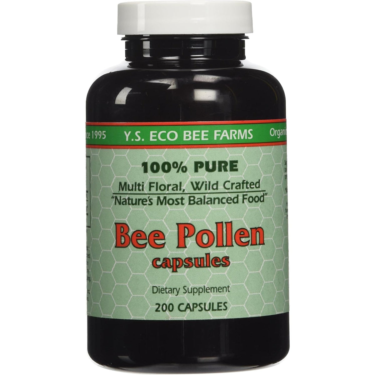 Y.S. ECO Bee Farms 100% Pure Bee Pollen 1,000Mg- 200 Capsules