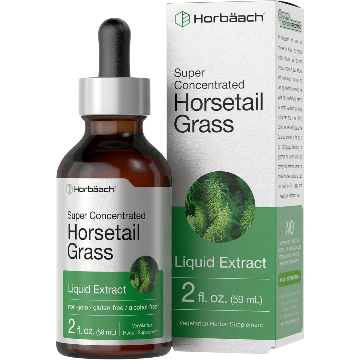 Horbäach Horsetail Herb Liquid Extract | Alcohol Free | 2 Fl Oz | Vegetarian, Non-Gmo, & Gluten Free Supplement
