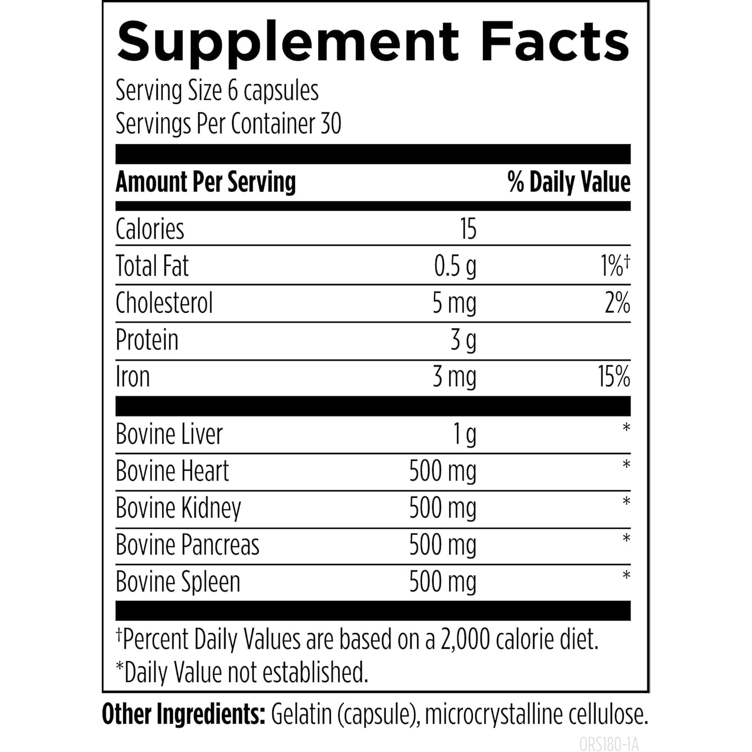 Designs for Health Organ Synergy - Bovine Organ Supplements - 100% Grassfed Beef Organs with Liver, Heart, Pancreas, Kidney + Spleen (180 Capsules / 30 Servings)