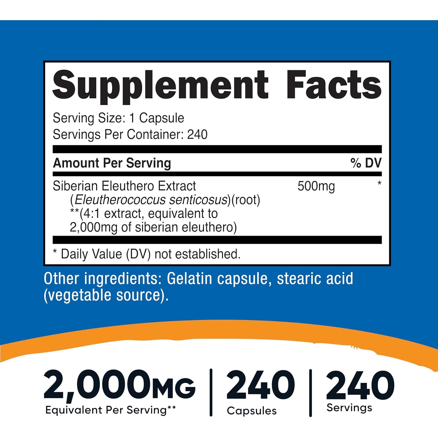 Nutricost Siberian Eleuthero 500Mg, 240 Capsules - Eleutherococcus Senticosus - Gluten Free & Non-Gmo