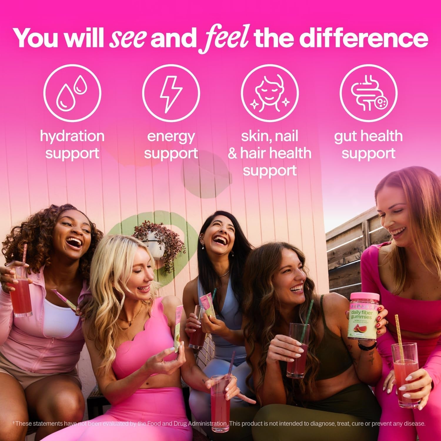 Belliwelli Fiber Supplement for Women & Men – Premium Daily Fiber Powder from Organic Acacia with Added Collagen, Electrolytes & Probiotics – No Bloat, Constipation & Gut Health Support (Peach Mango)