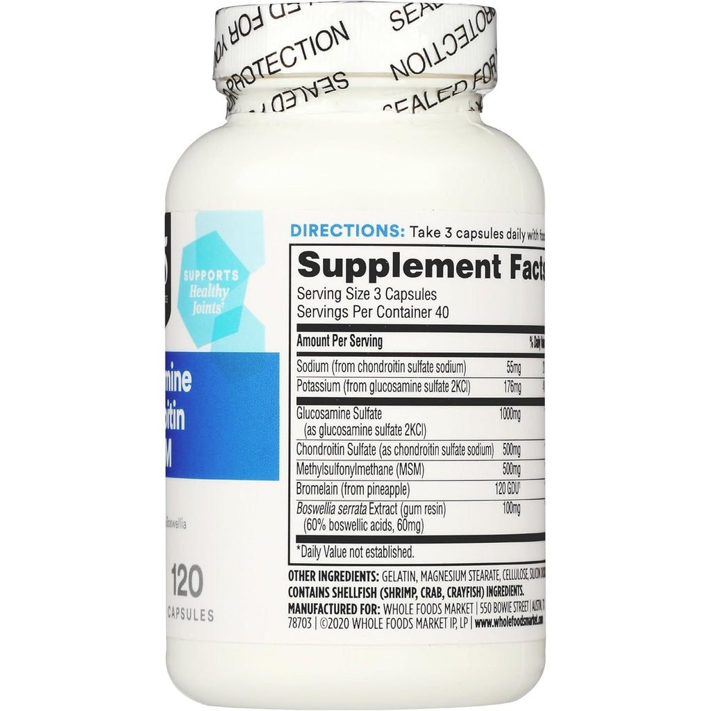 365 by Whole Foods Market, Glucosamine Chondroitin and MMS, 120 Capsules