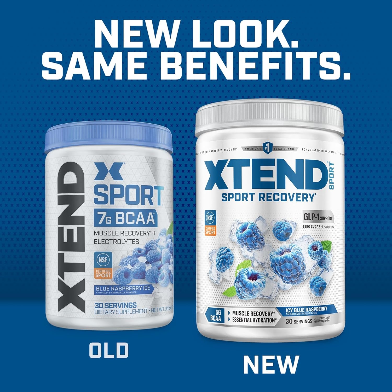 XTEND Sport BCAA Powder Blue Raspberry Ice - Electrolyte Powder for Recovery & Hydration with Amino Acids - 30 Servings