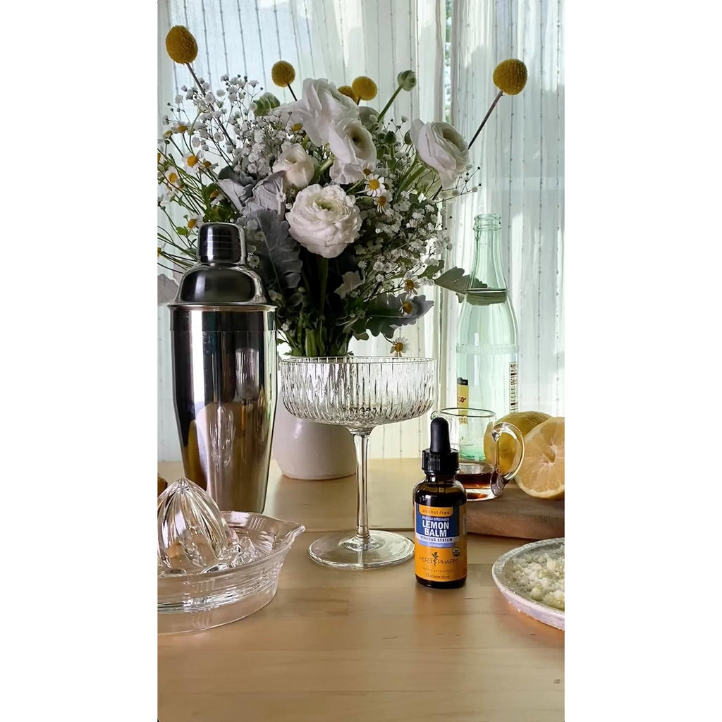 Herb Pharm Lemon Balm, Alcohol-Free: Certified Organic, Nervousness & Over-Excitement Support, Fast-Absorbing & Sugar-Free Calming Extract, Made with Lemon Balm Herb, Liquid Glycerite, 1 Oz