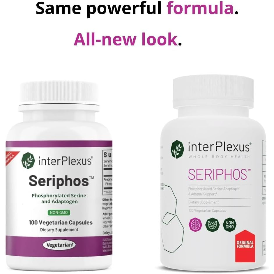 Seriphos - Phosphorylated Serine Adaptogen - Cortisol Supplement - Helps Cognitive Function, Gluten Free, Dairy Free, Soy Free - 100 Capsules