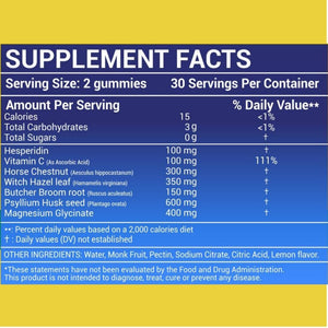 Hemorrhoid Treatment to Reduce Re-Occurrences & Easier Regularity with Stool Softener | 7 Clinically Studied Hemorrhoid Ingredients | Plant-Based Sugar Free Lemon 60 Vegan Gummies